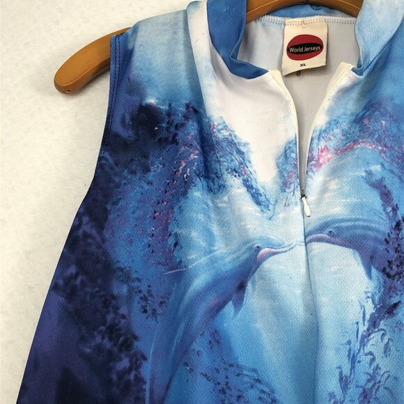 World Jerseys Women's Cycling Jersey Bike Tops Size XL Dolphin print Sumner 1991 - Picture 5 of 16